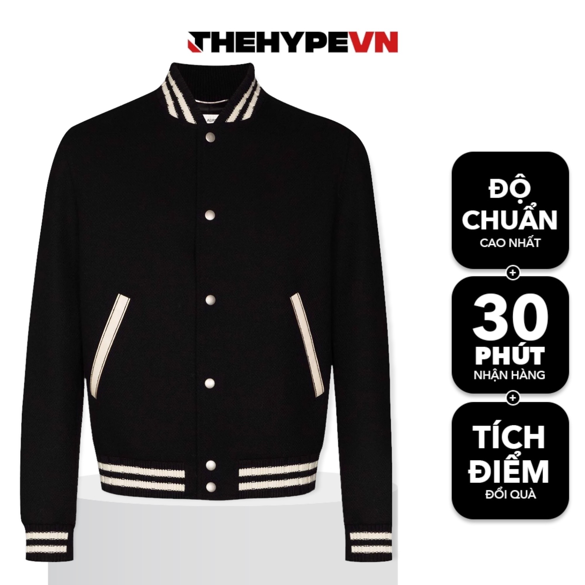 SAINT LAURENT TEDDY JACKET - Áo khoác SLP Teddy College 2020 (black) [Mirror Quality]