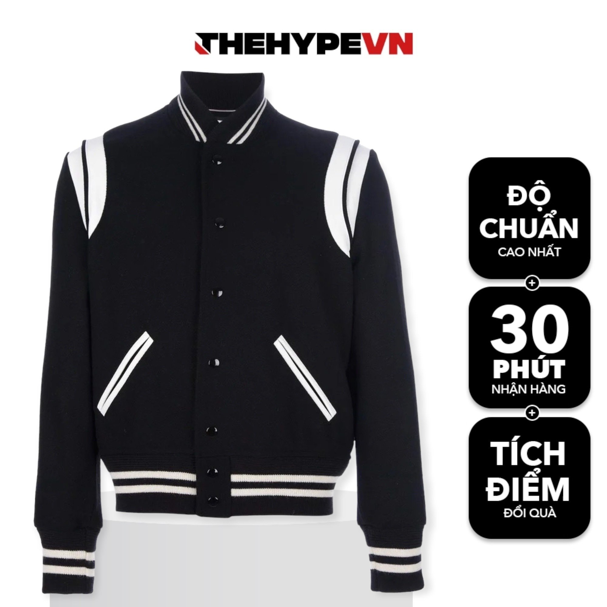 SAINT LAURENT JACKET - Áo khoác SLP Teddy (BLACK) [Mirror Quality]