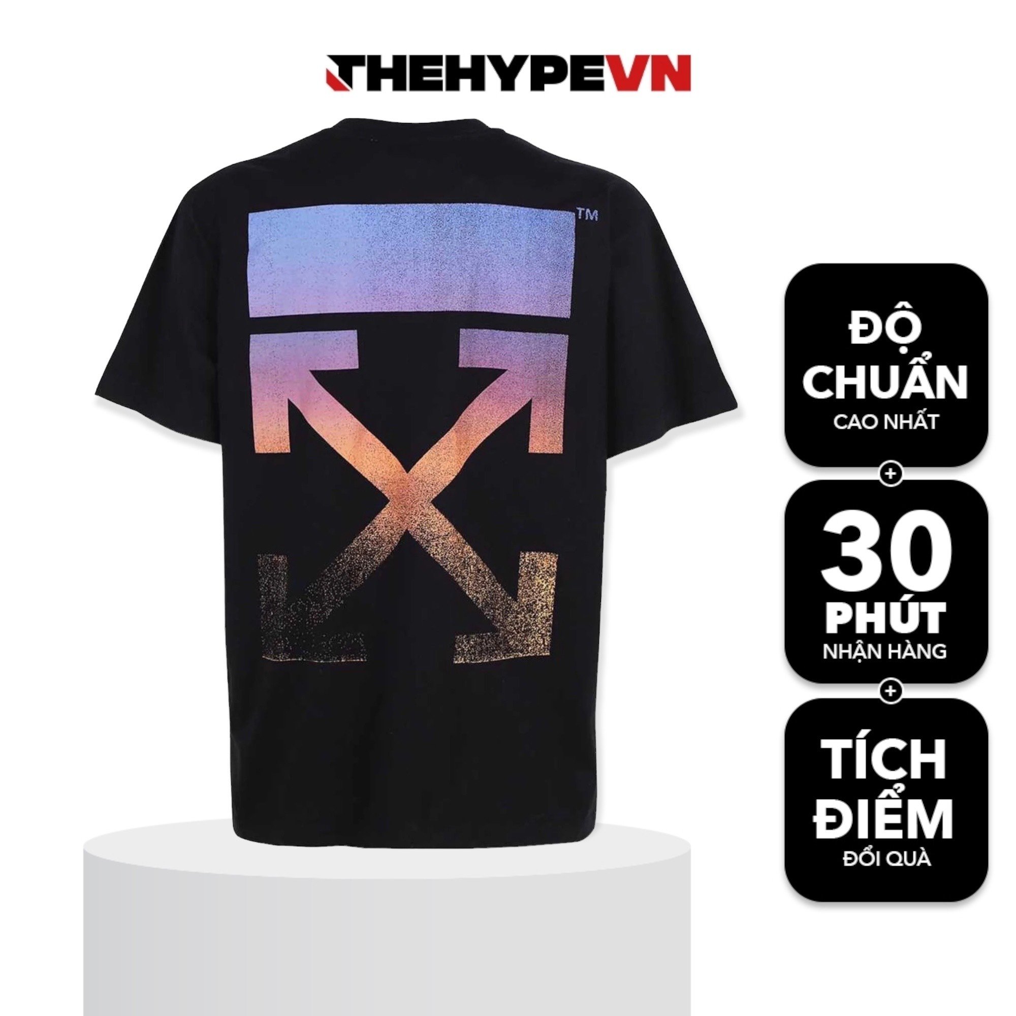 OFF-WHITE TEE - Áo Thun OW Gradient Arrows (Black) [Mirror Quality]