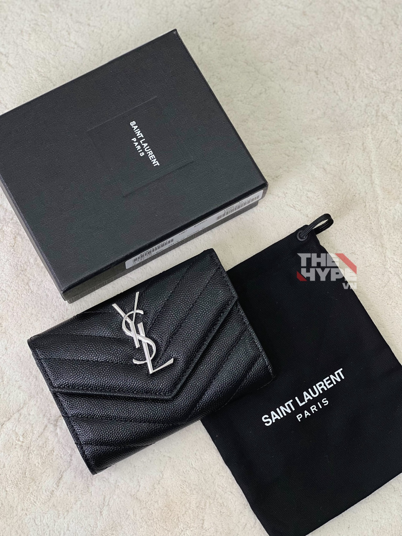 Ví Ngắn YSL Small ENVELOPE CHAIN EMBOSSED ( Black) [Mirror Quality]