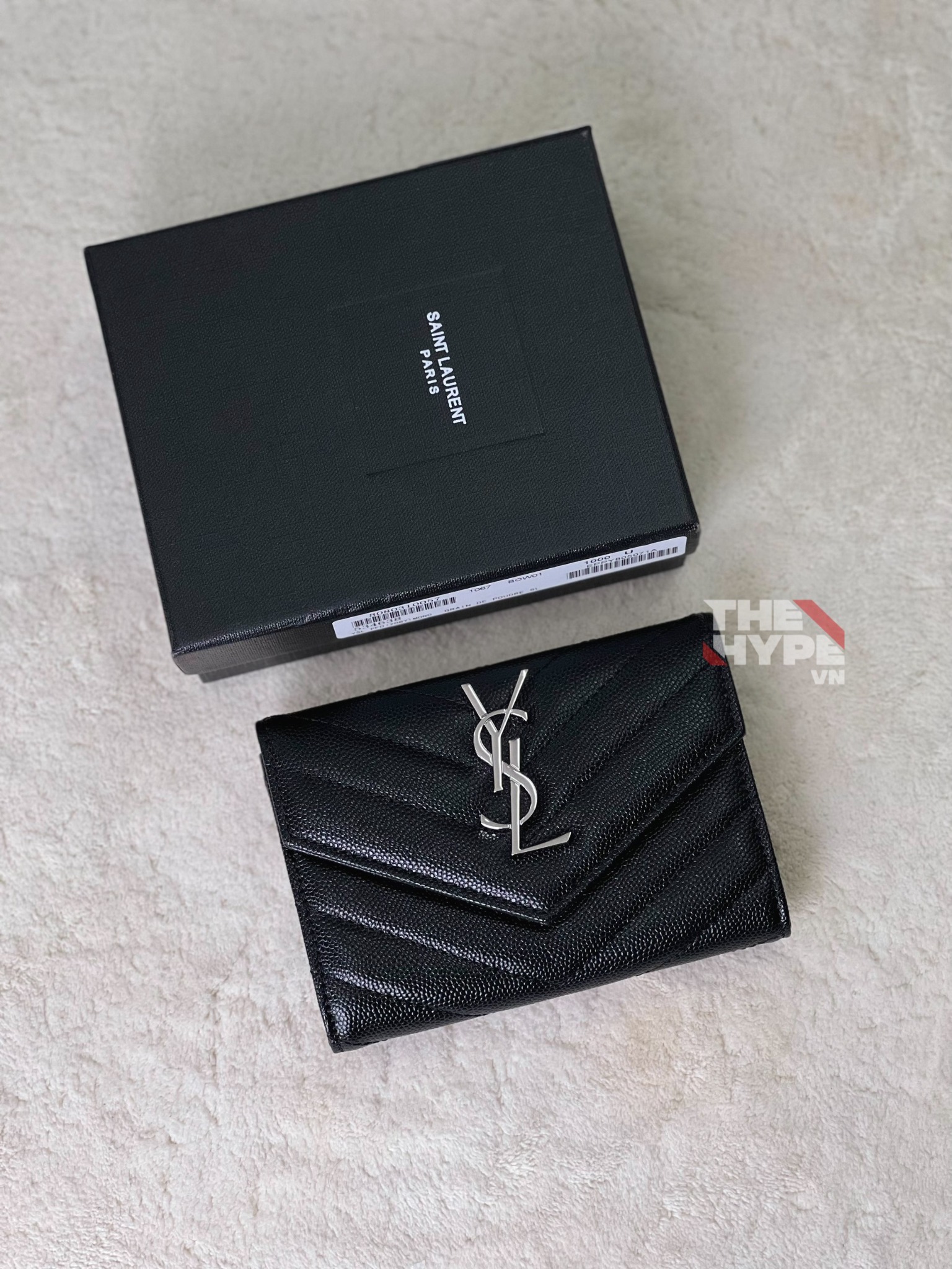 Ví Ngắn YSL Small ENVELOPE CHAIN EMBOSSED ( Black) [Mirror Quality]