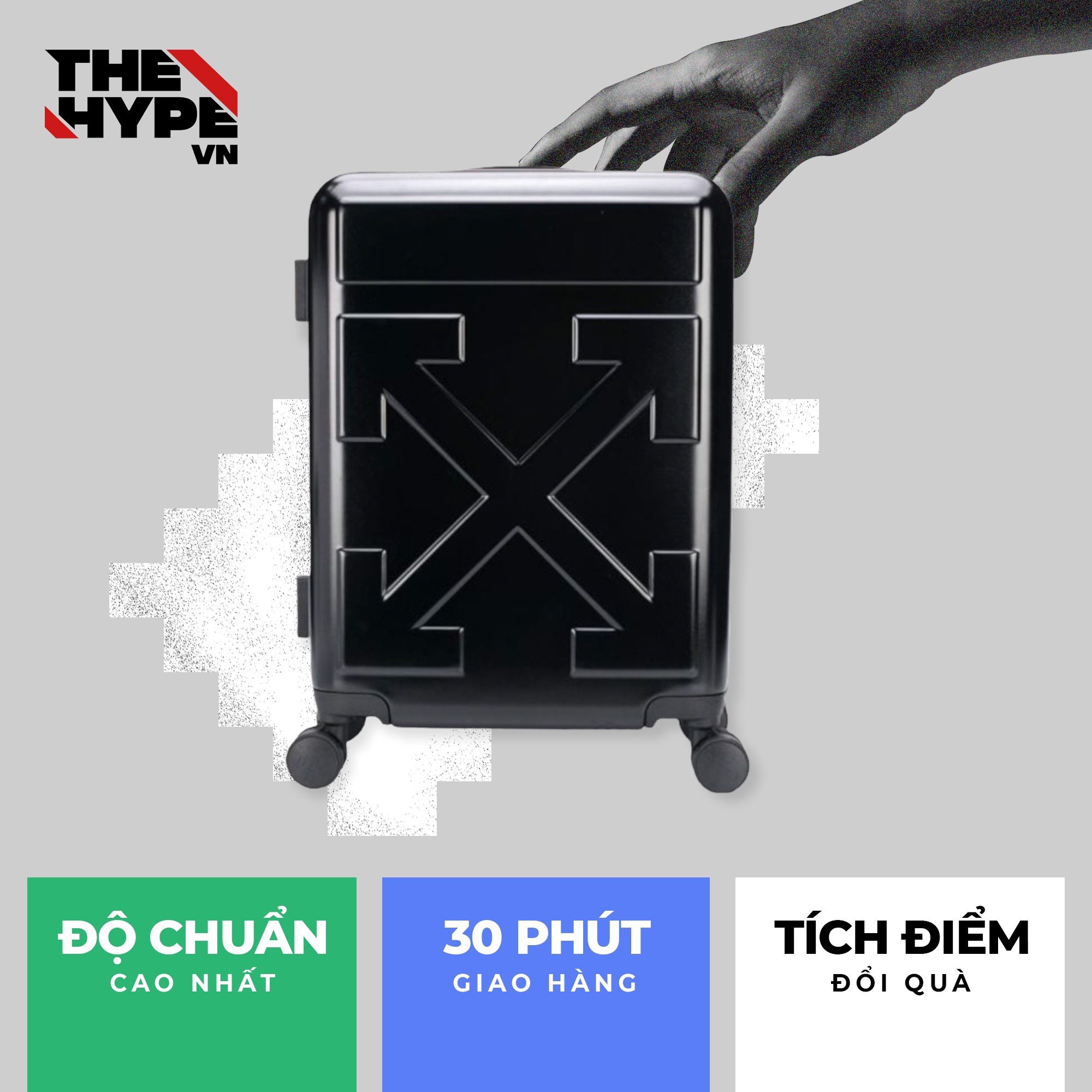 Vali Off-White Quote Luggage (Black) [ Mirror Quaility ]