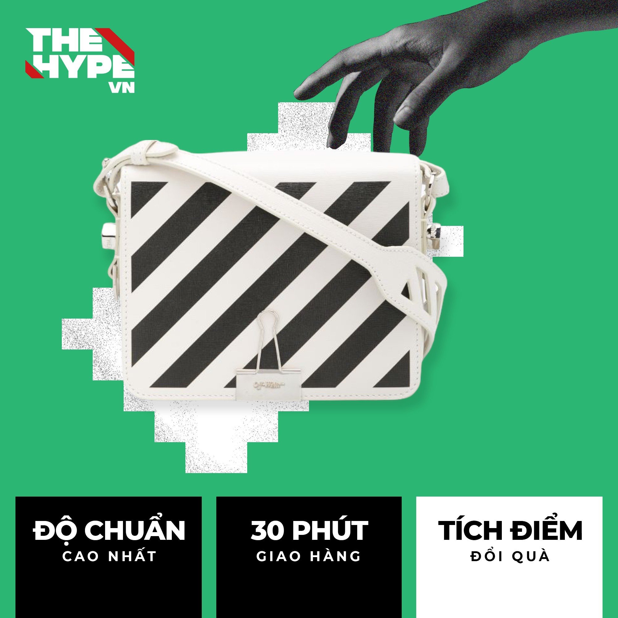 Túi Off-White Oblique Stripes size 1.4 (White) [Mirror Quality]
