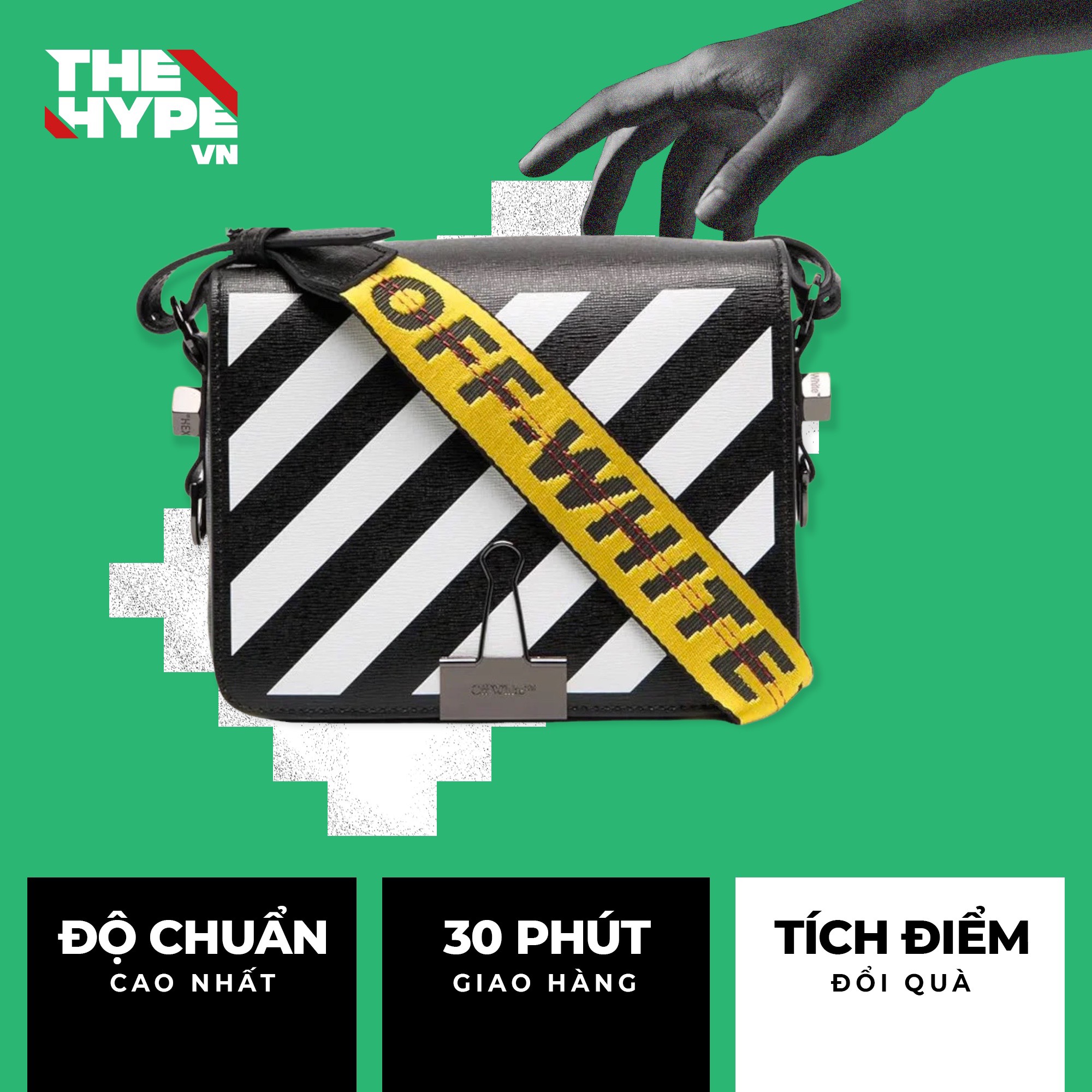 Túi Off-White Oblique Stripes size 1.4 (Black) [Mirror Quality]