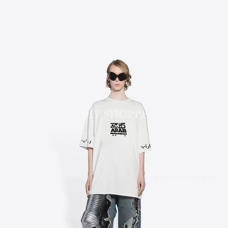BALENCIAGA TEE - Áo BLCG Acid Arab (Cream) [Mirror Quality]