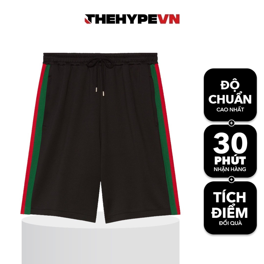GUCCI SHORTS - Quần Shorts GG Jersey Technique (Black) [Mirror Quality]