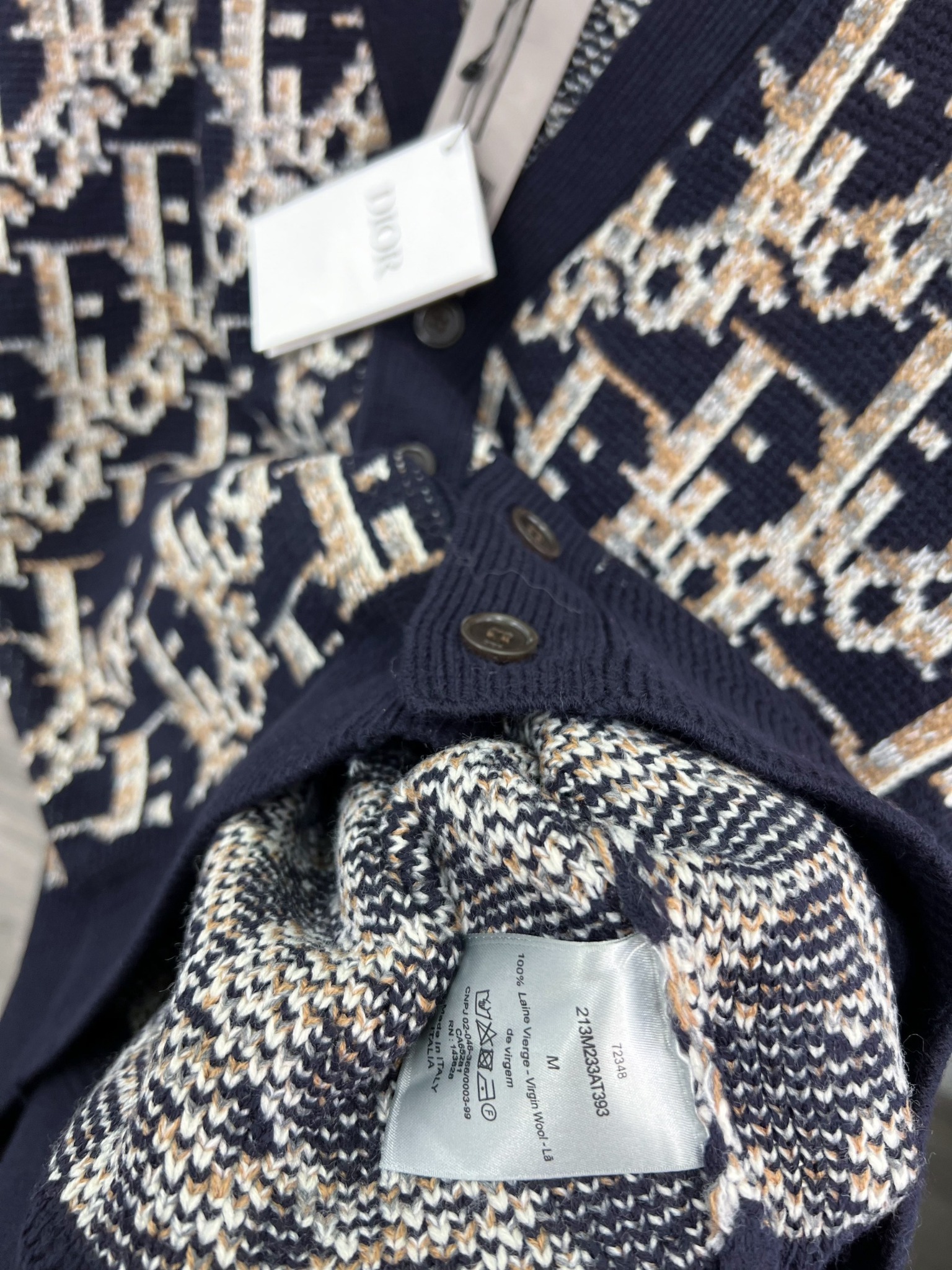 DIOR CARDIGAN - Áo Dior OBLIQUE Wool Jacquard (Navy) [Mirror Quality]