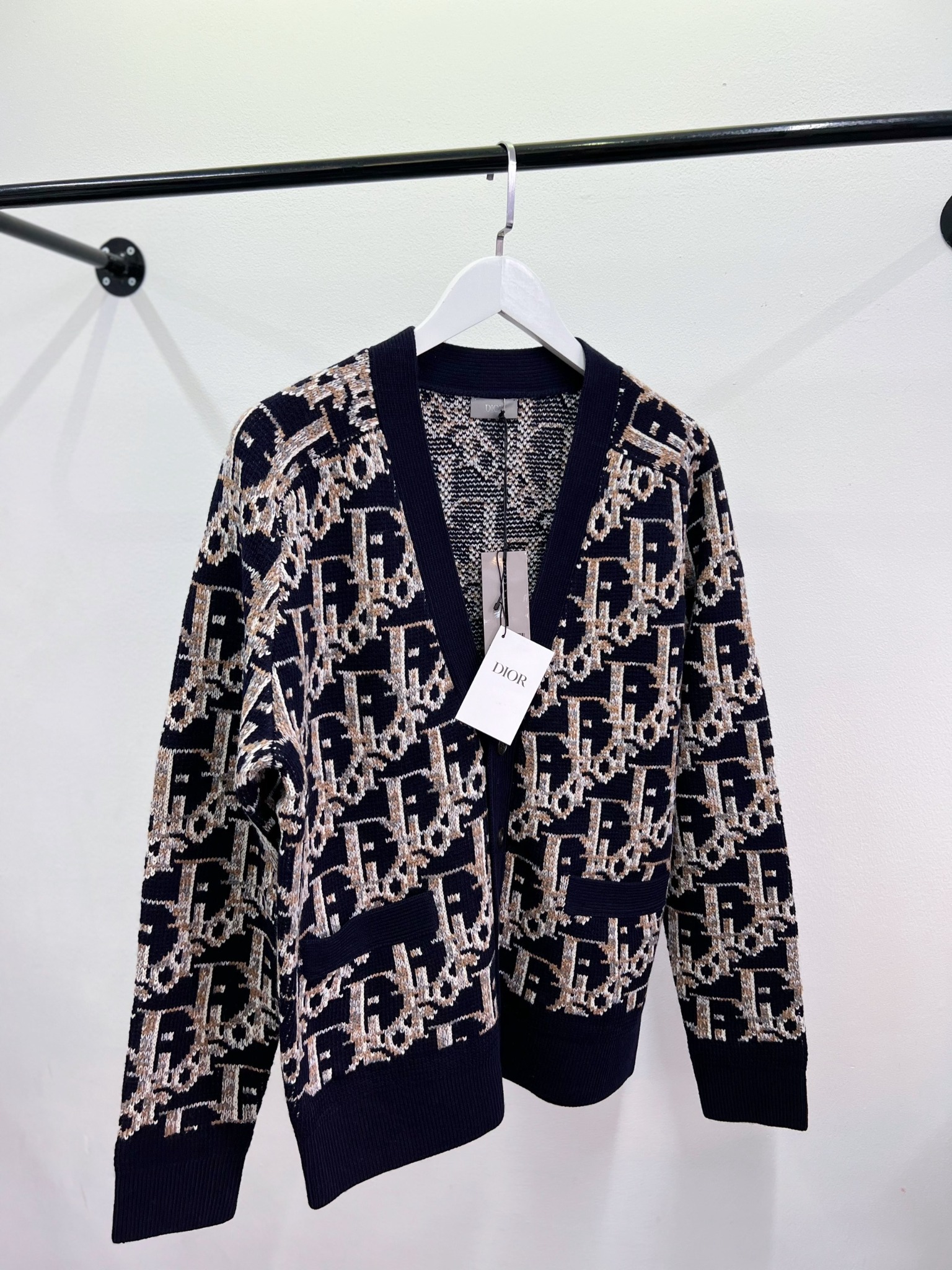DIOR CARDIGAN - Áo Dior OBLIQUE Wool Jacquard (Navy) [Mirror Quality]