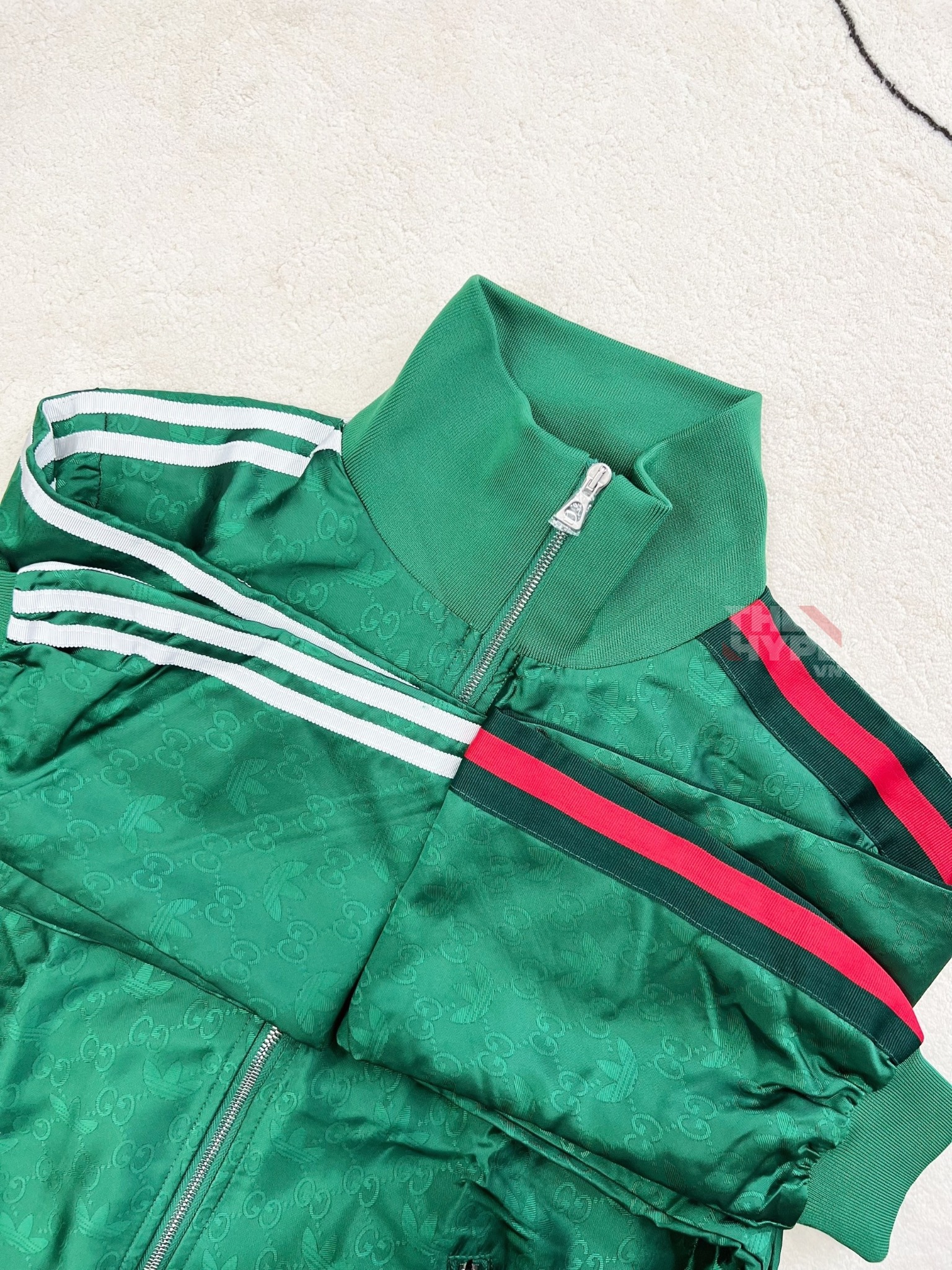 GUCCI JACKET - Áo Jacket Gucci x adidas GG Trefoil Jacquard (Green) [Mirror Quality]