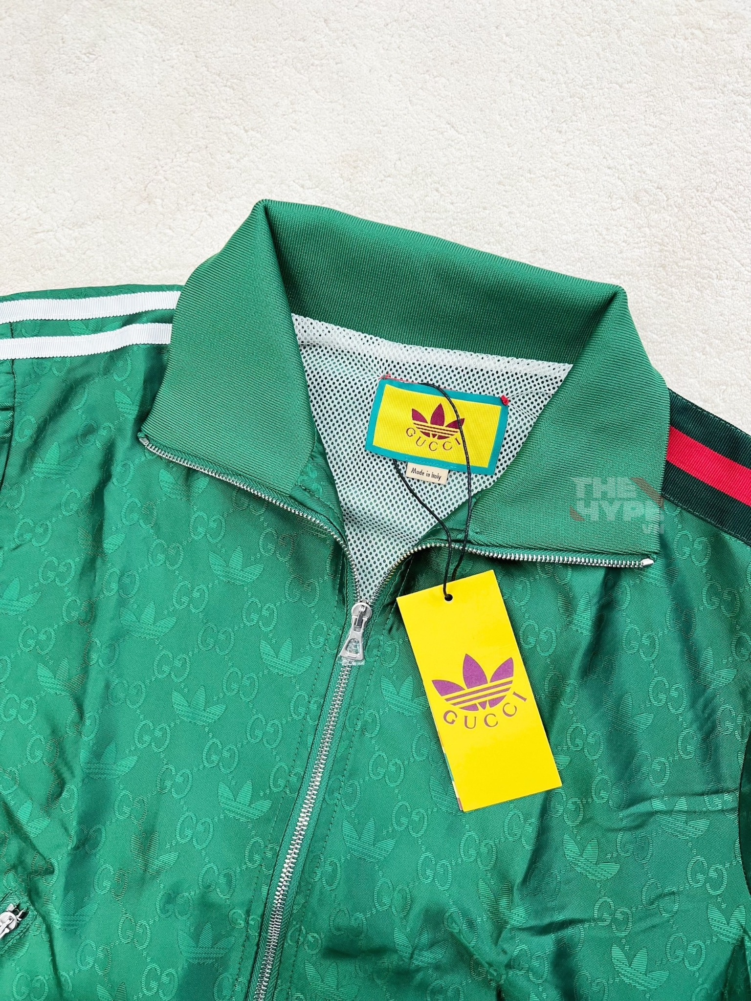 GUCCI JACKET - Áo Jacket Gucci x adidas GG Trefoil Jacquard (Green) [Mirror Quality]