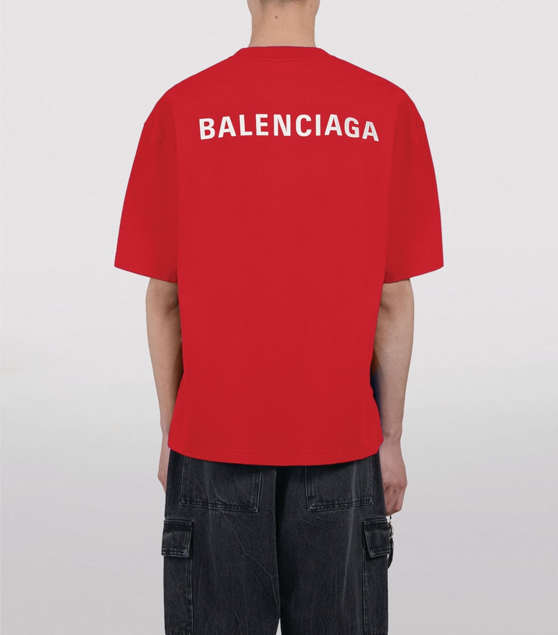 BALENCIAGA TEE - Áo Blcg Logo Back Print Cotton (Red) [Mirror Quality]