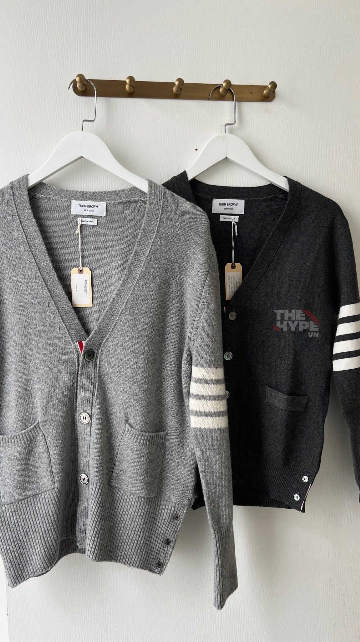 THOM BROWNE CARDIGAN - Áo khoác TB Cashmere Crewneck Pullover (Grey) [Mirror quality]