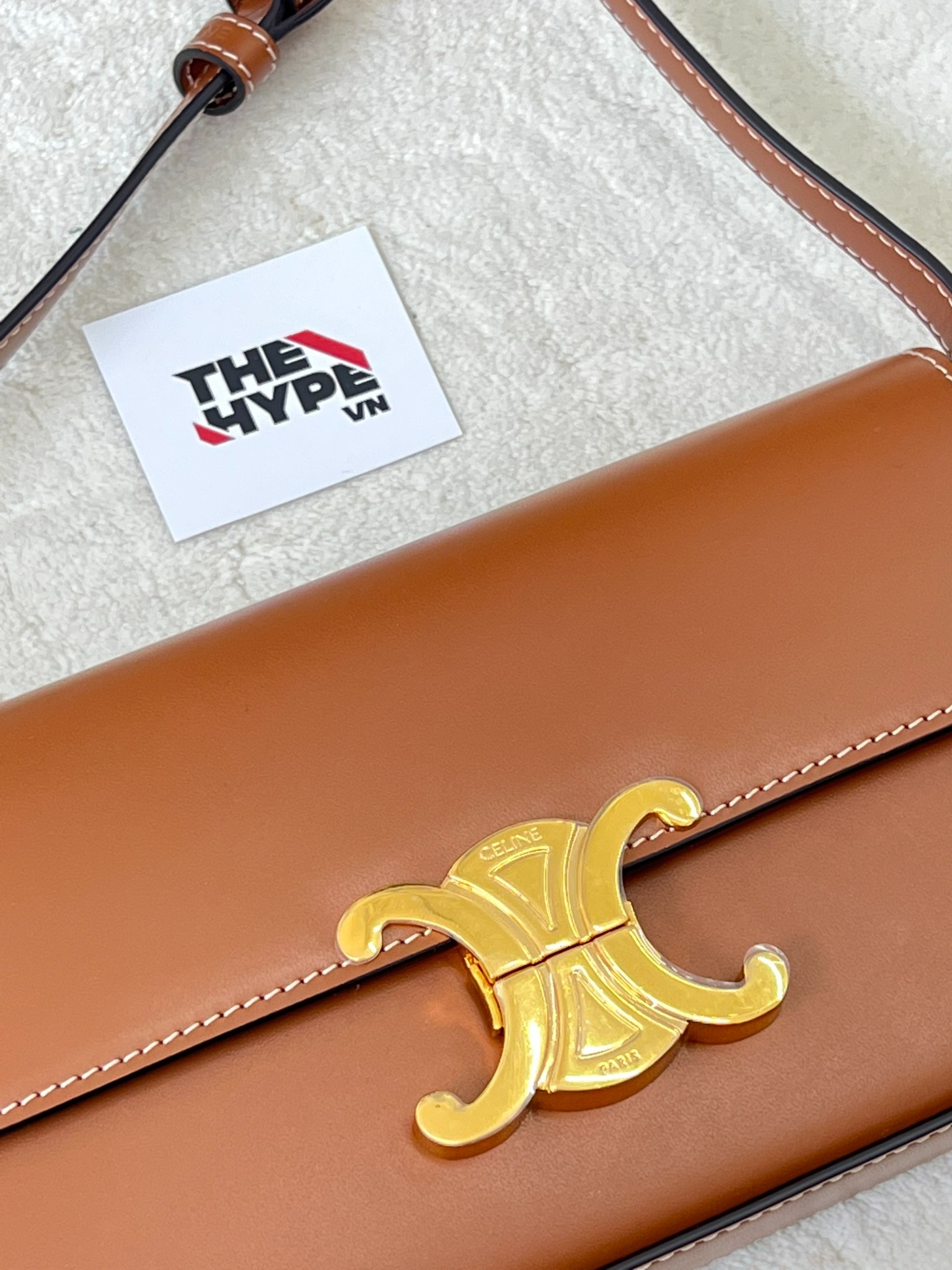 CELINE BAG - Túi Celine Classique Triomphe Shiny Calfskin (Tan) [MIRROR QUALITY]
