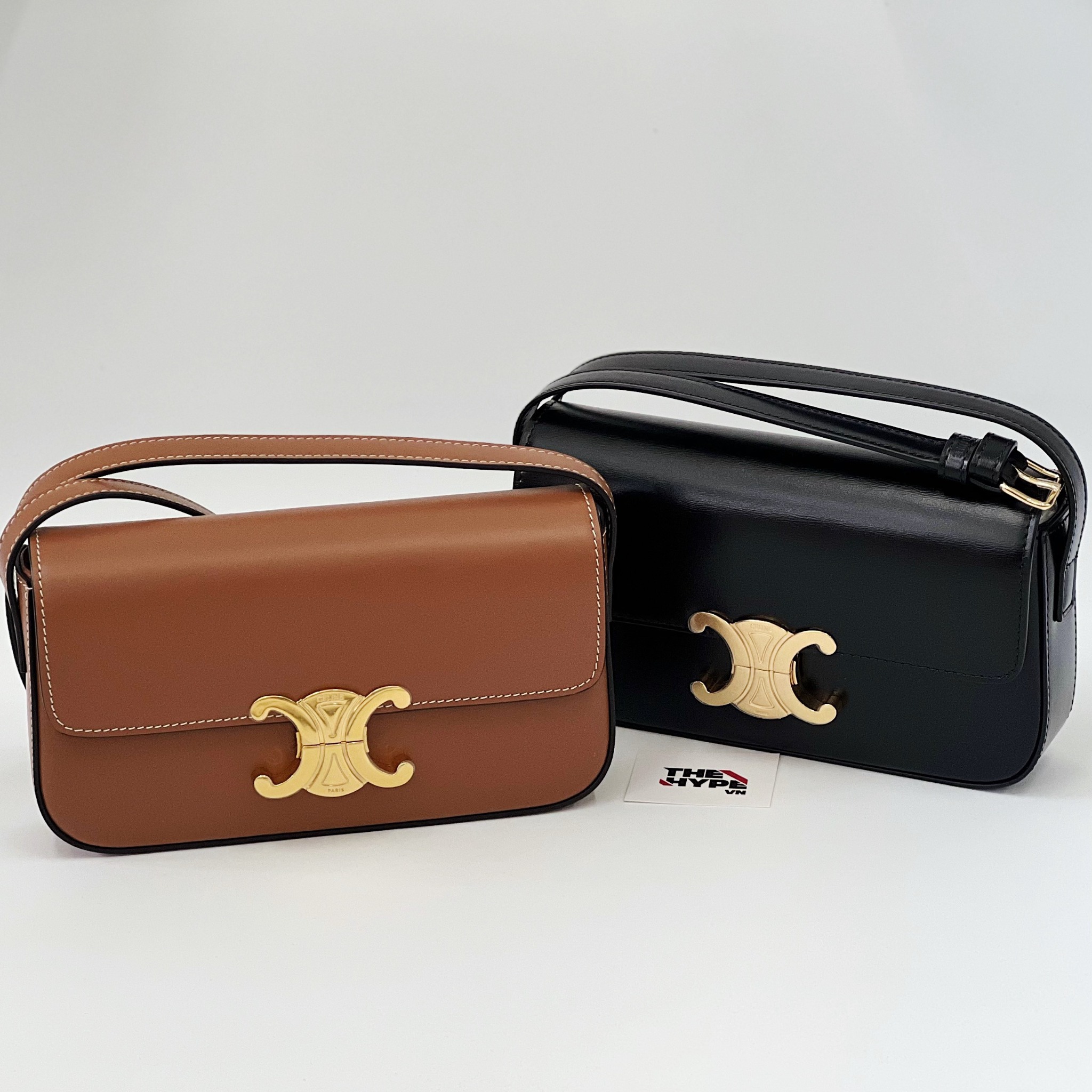 CELINE BAG - Túi Celine Classique Triomphe Shiny Calfskin (Tan) [MIRROR QUALITY]
