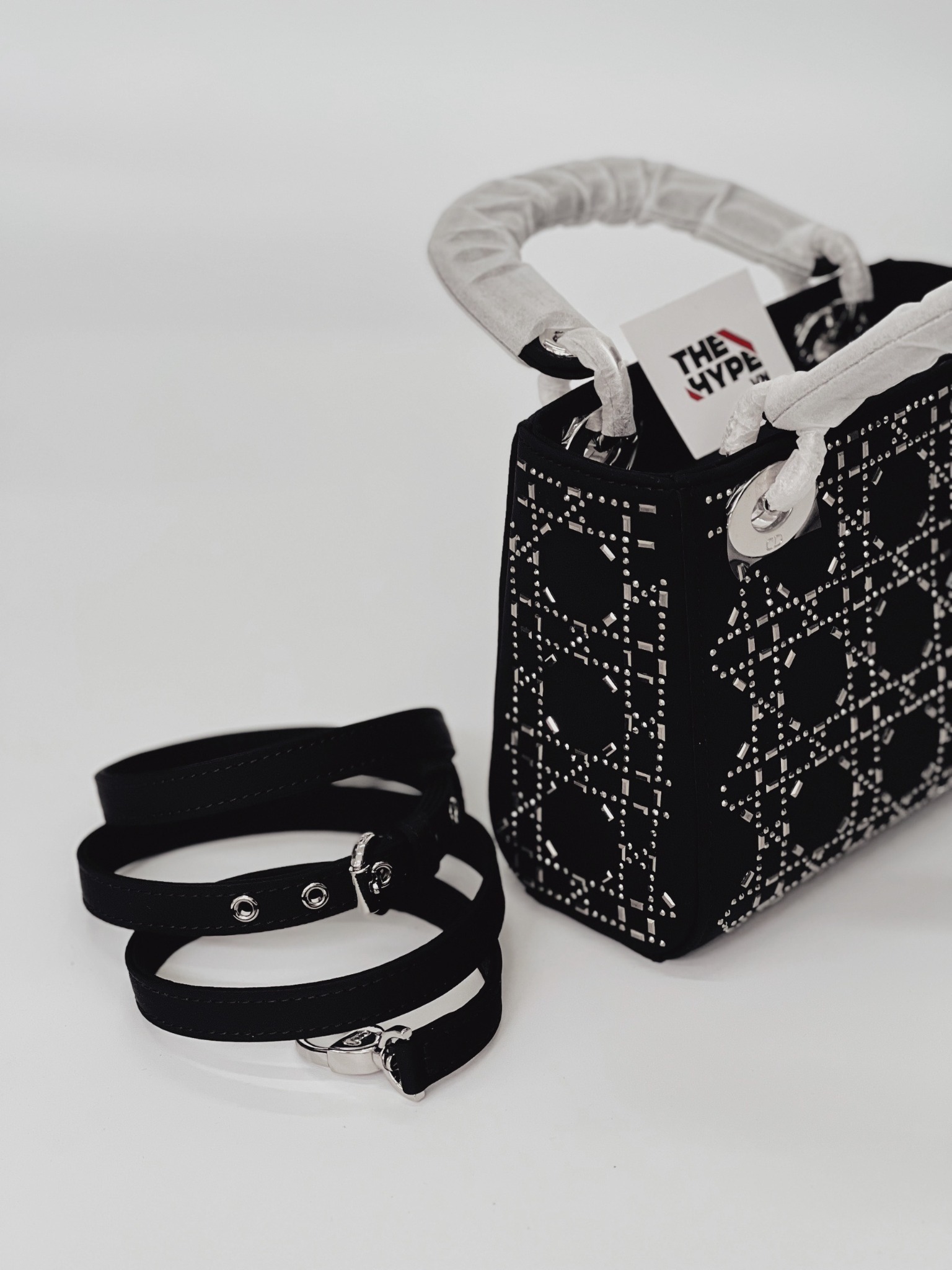 Túi Dior Strass Cannage Satin (Black) [Mirror Quality]