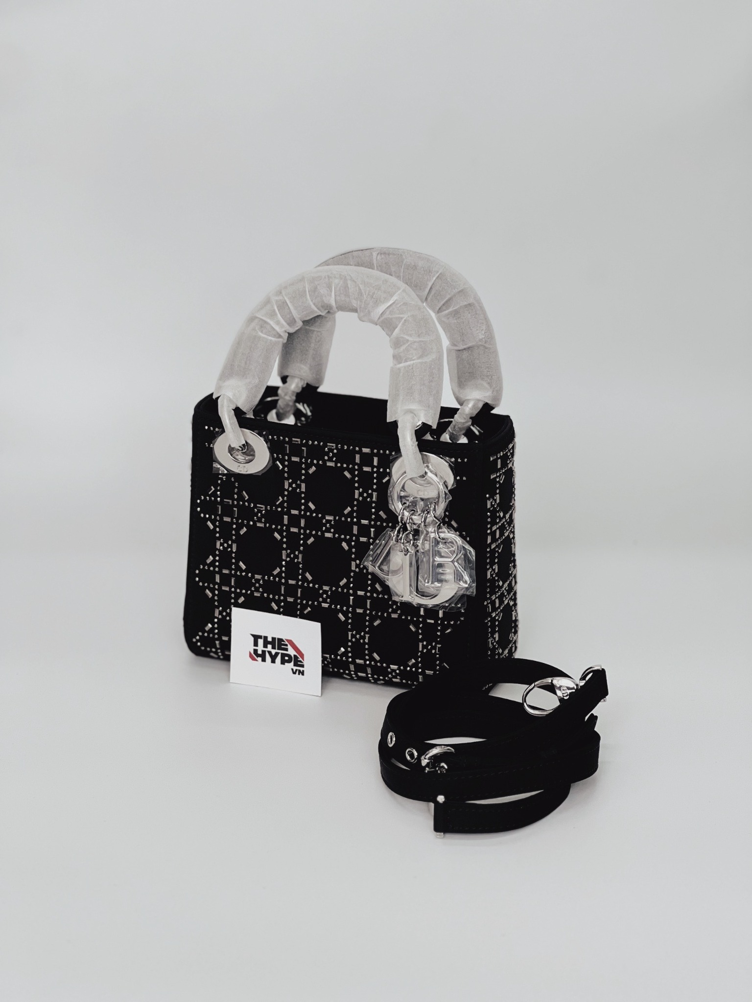 Túi Dior Strass Cannage Satin (Black) [Mirror Quality]