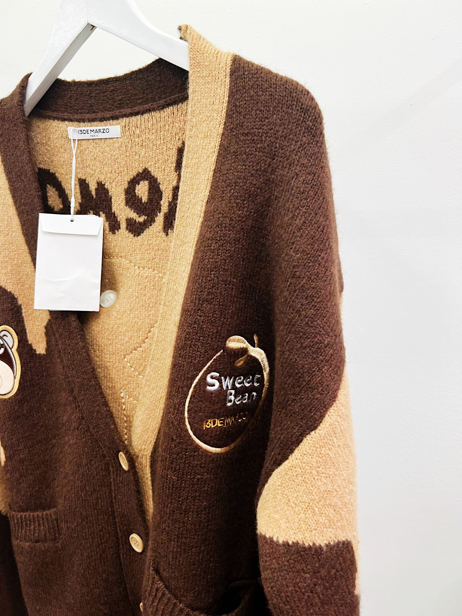 Áo Cardigan 13De Marzo x Pop Mart Brown Canned Cream (Brown) Best Quality