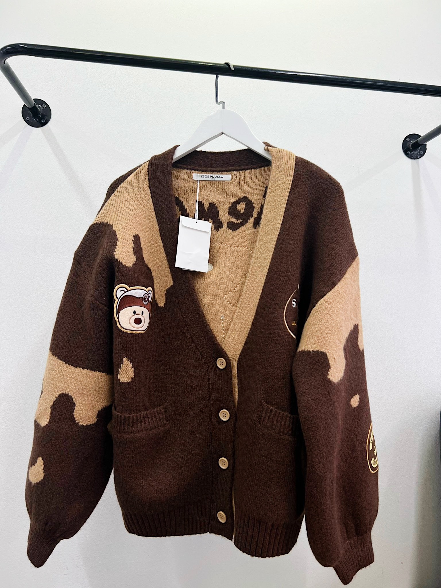 Áo Cardigan 13De Marzo x Pop Mart Brown Canned Cream (Brown) Best Quality