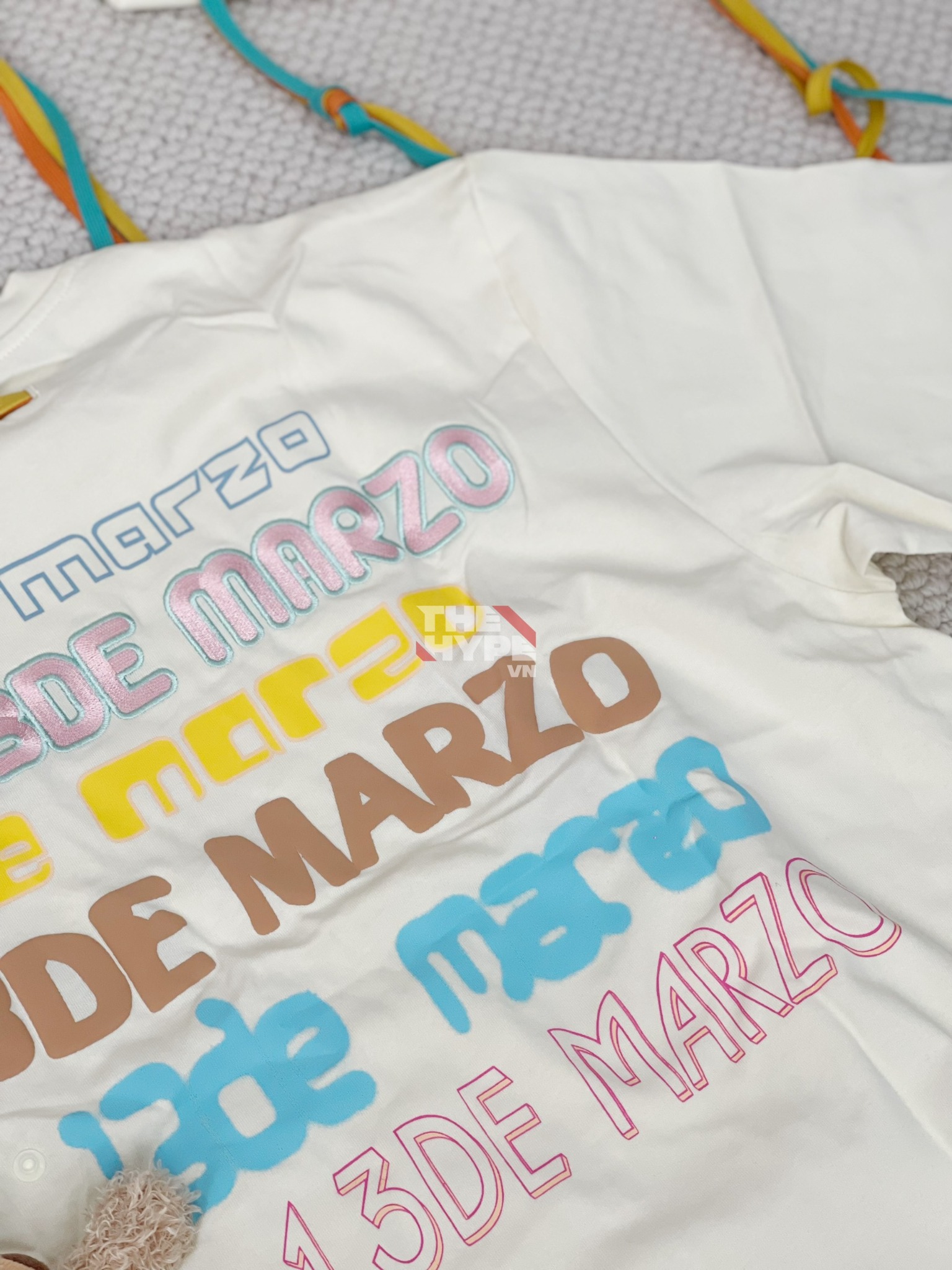 13DE MARZO TEE - Áo Thun 13De Natural Colorful Ribbon (Beige) Best Quality