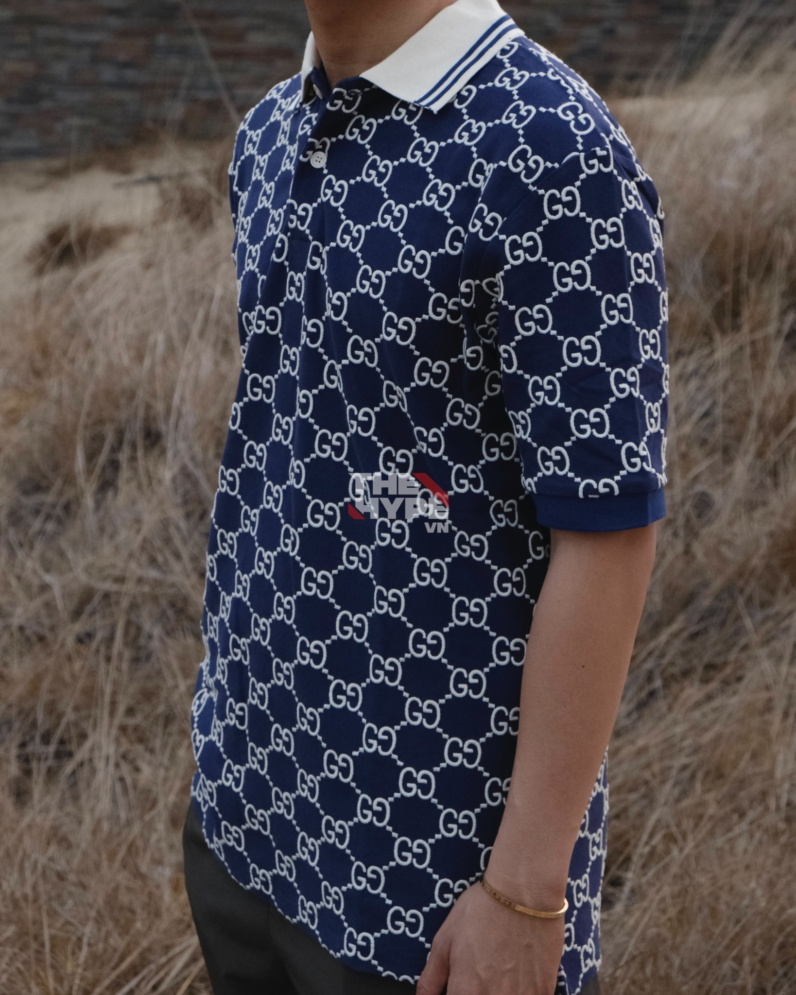 GUCCI POLO - Áo Có Cổ Gucci GG Stretch Cotton (Dark Blue) [Mirror Quality]