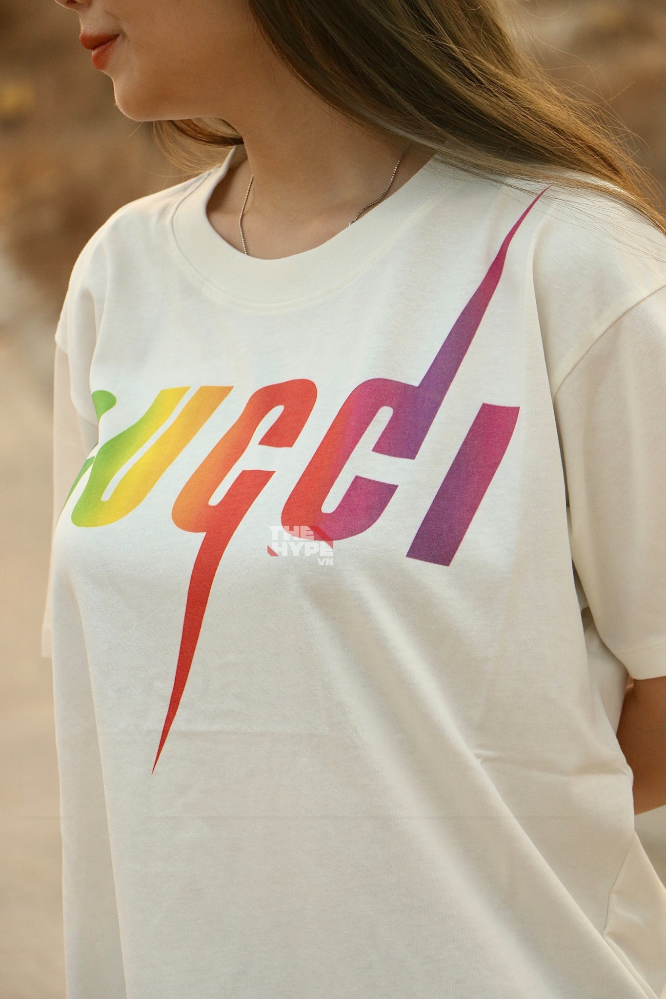 GUCCI TEE - Áo GC Blade Rainbow (White) [Mirror Quality]