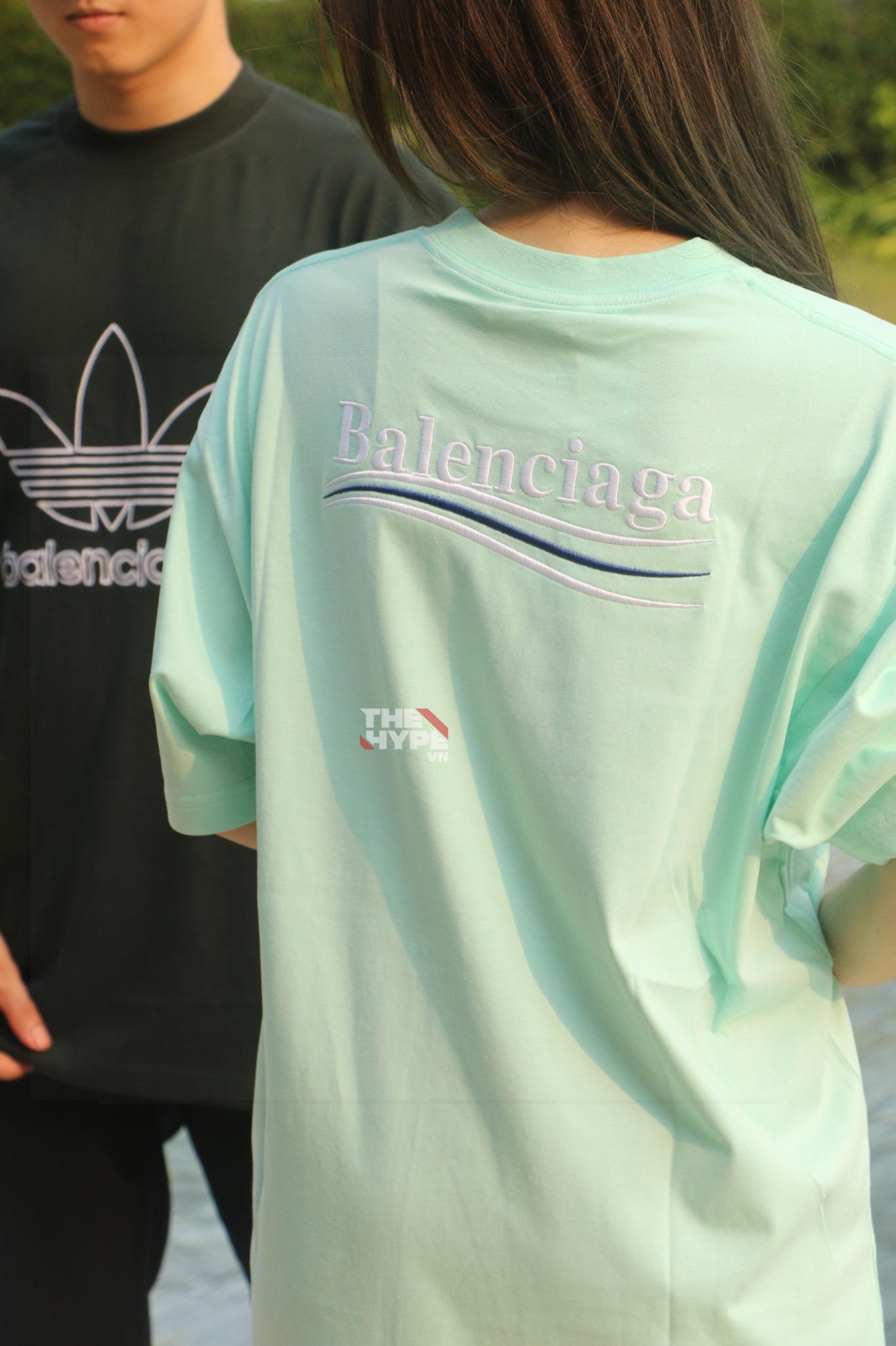 BALENCIAGA TEE - Áo BLCG Wave Embroidered Logo (Mint) [MIRROR QUALITY]