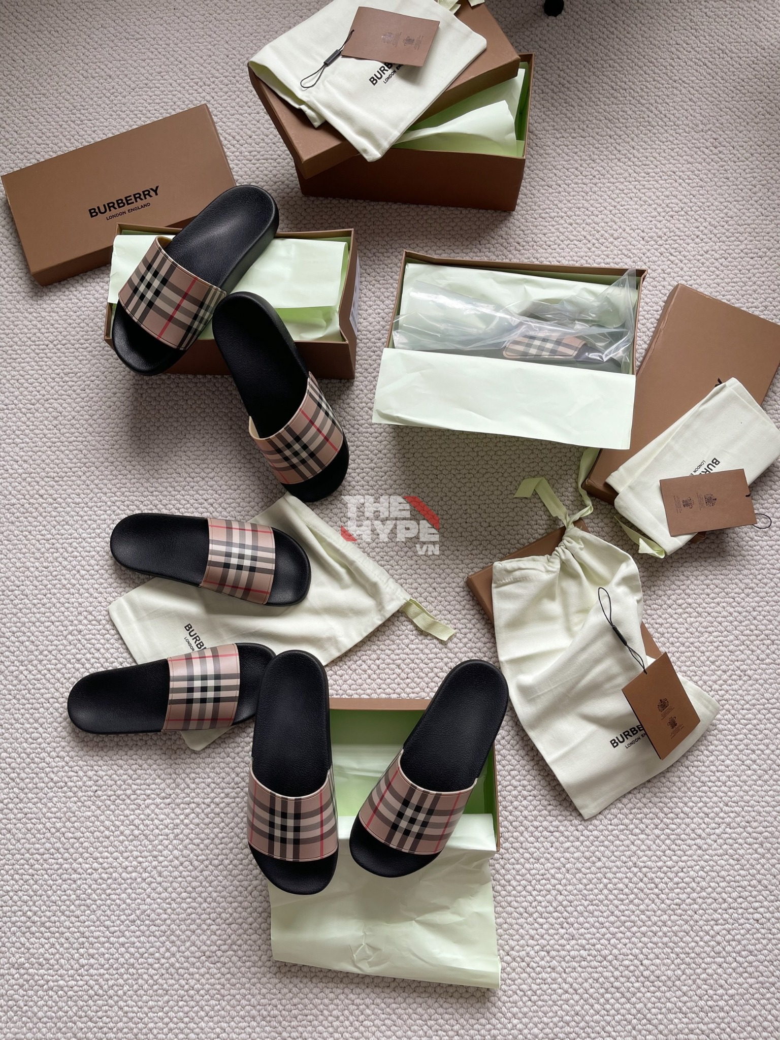 Dép Burberry Vintage Check Open-Toe Slides (Brown) [Mirror Quality]