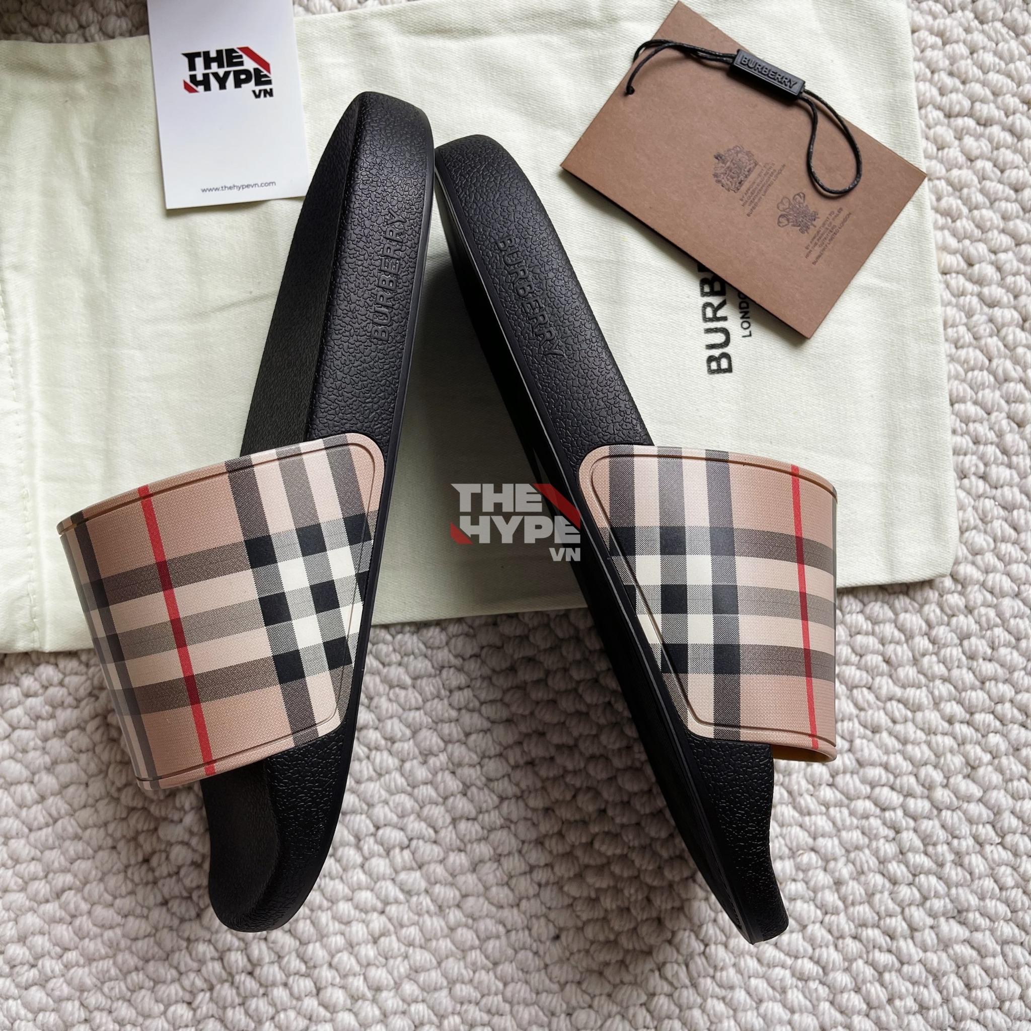 Dép Burberry Vintage Check Open-Toe Slides (Brown) [Mirror Quality]