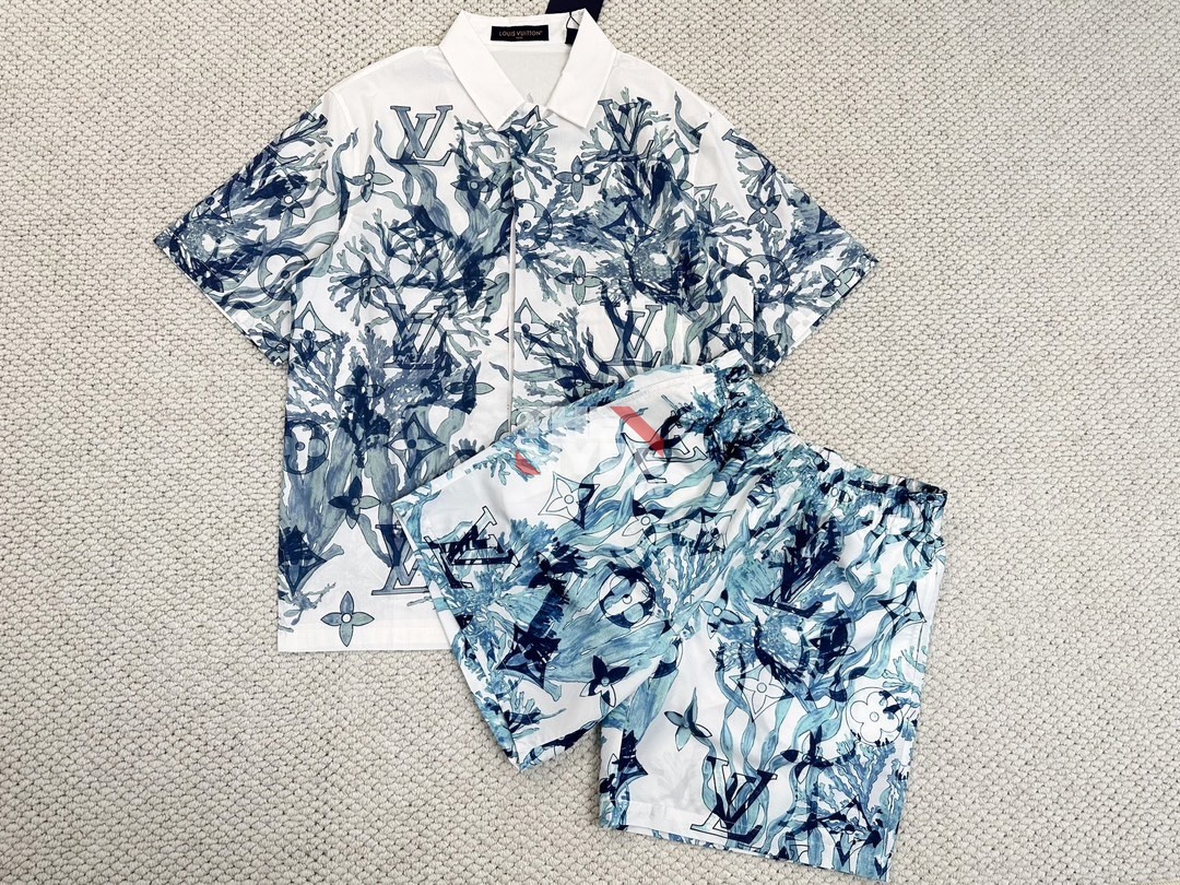 Áo Sơ Mi Louis Vuitton Graphic Short-Sleeved Cotton ( White) [Mirror Quality]