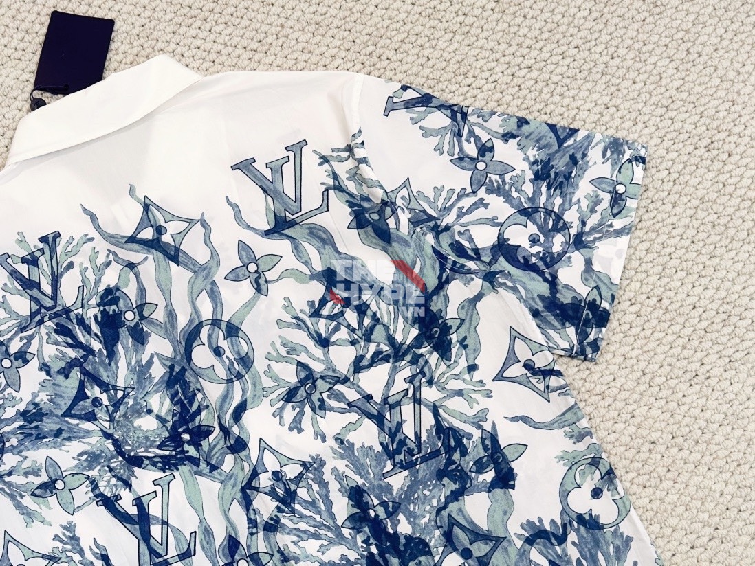 Áo Sơ Mi Louis Vuitton Graphic Short-Sleeved Cotton ( White) [Mirror Quality]