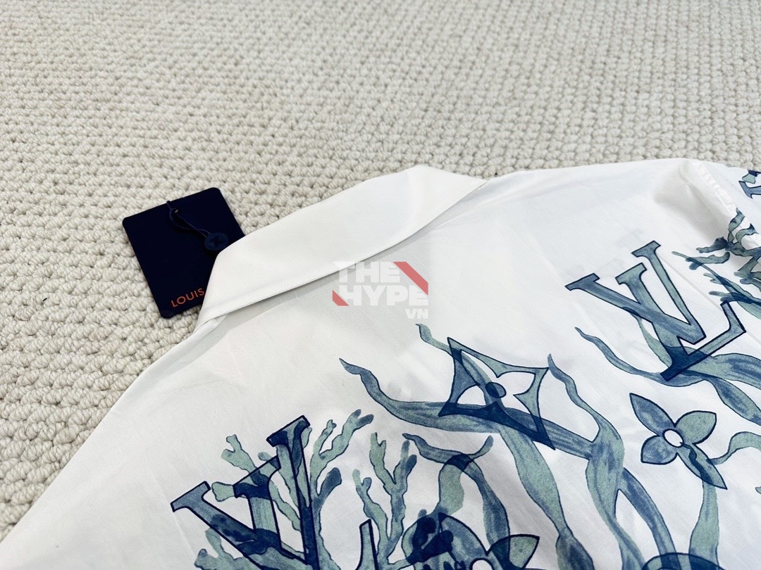 Áo Sơ Mi Louis Vuitton Graphic Short-Sleeved Cotton ( White) [Mirror Quality]