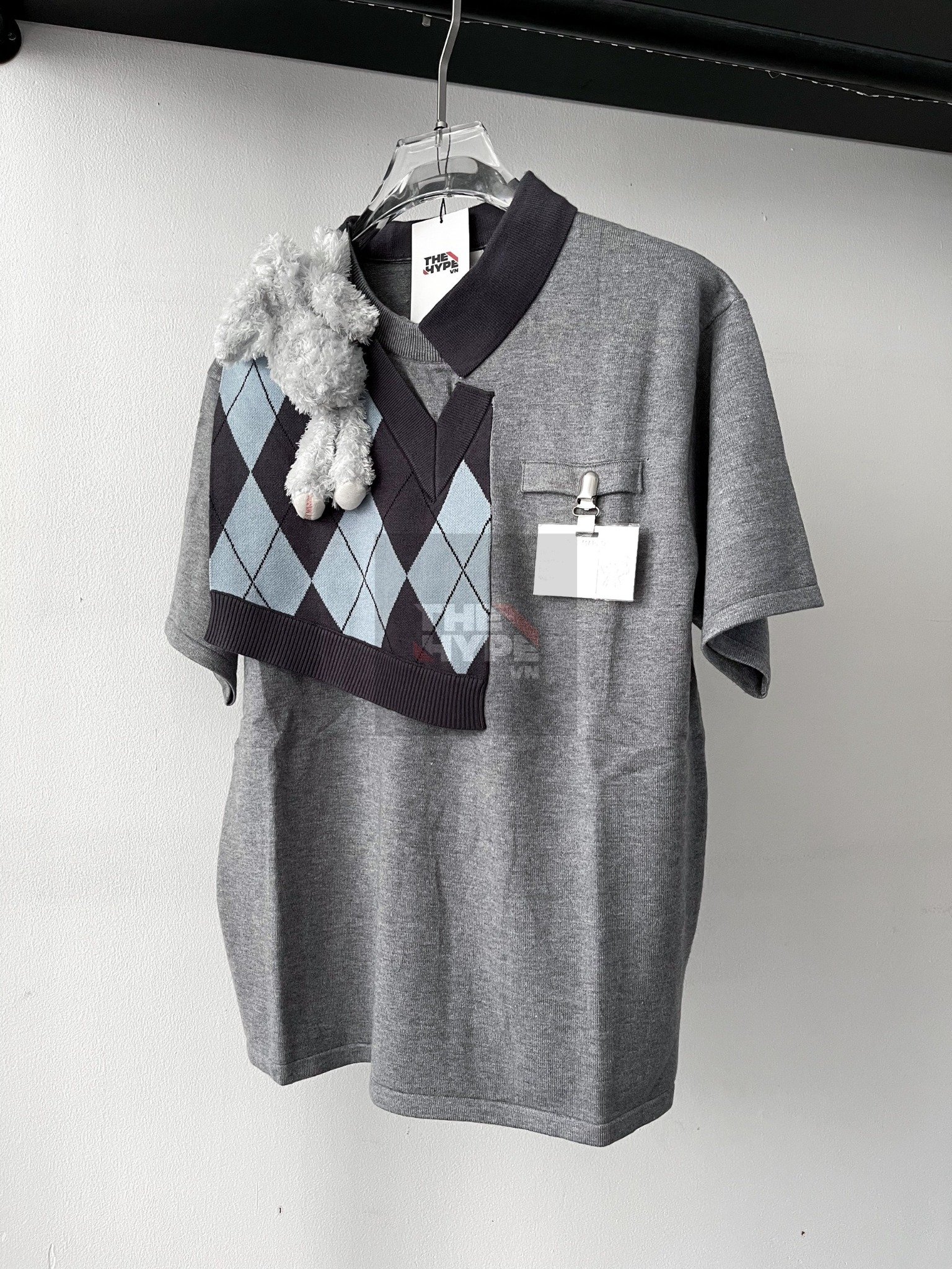 13DE MARZO TEE - Áo Thun BEAR KNIT PATCH PAPYRUS (Grey) Best Quality