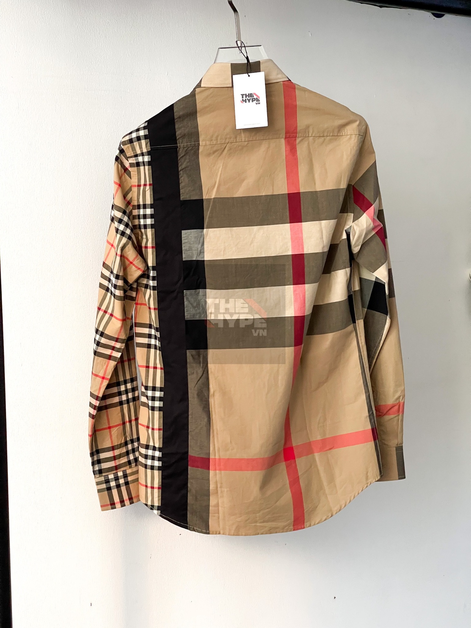 BURBERRY SHIRT - Áo Sơ mi tay dài BBR Logo Print Patchwork Check Shirt [Mirror Quality]