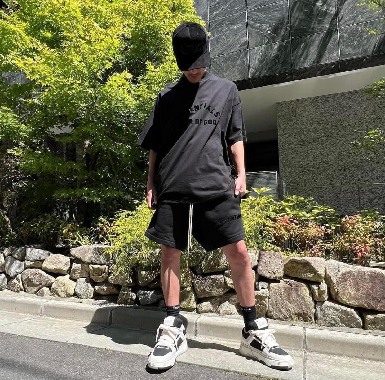 FOG TEE - Áo FOG Essentials Logo Suede SS23 (Jet Black) [Mirror Quality]