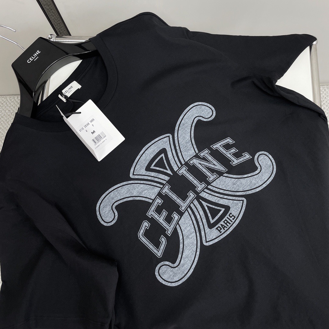 Áo Thun Celine Triomphe Logo For Man Oversize (Black) [Mirror Quality]