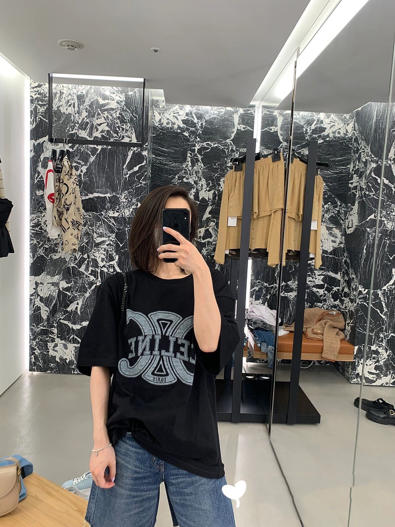 Áo Thun Celine Triomphe Logo For Man Oversize (Black) [Mirror Quality]