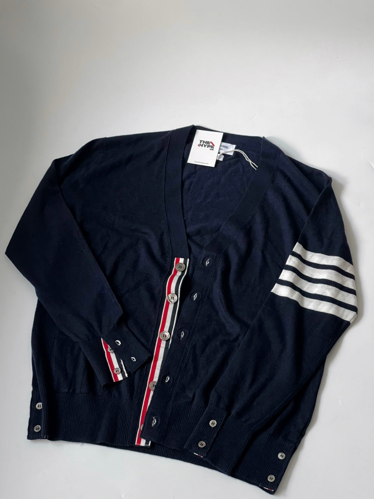 THOM BROWNE CARDIGAN - Áo khoác TB Milano Wool Mỏng (Navy) [Mirror quality]
