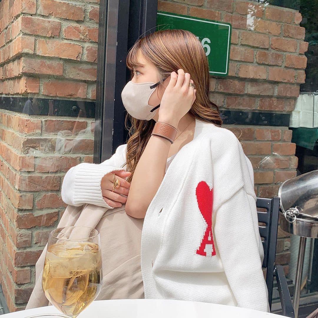 ÁO CARDIGAN AMI PARIS BIG HEART LOGO WOOL (WHITE)