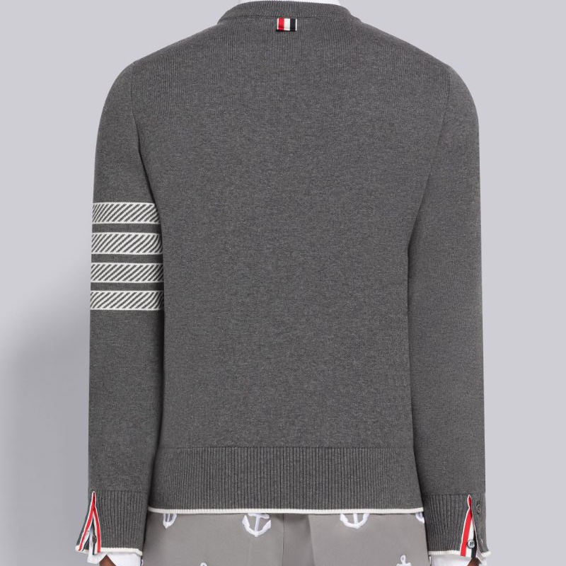 Áo Sweater Thom Browne Anchor Jacquard 4-bar Crewneck (Grey) [ Mirror Quality]