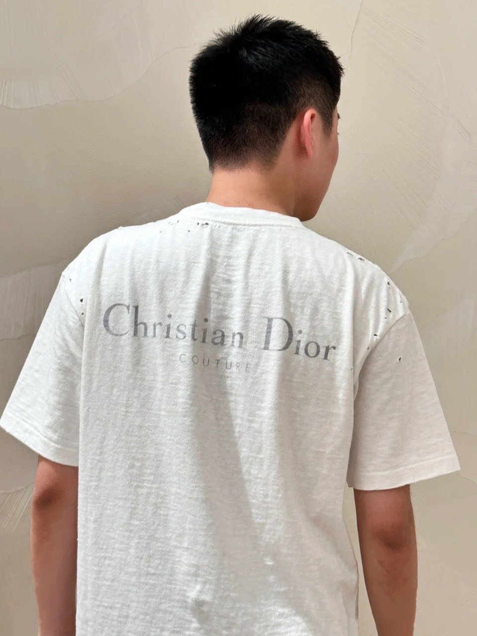 Áo Thun Dior Relaxed Couture Logo Back (White) [Mirror Quality]