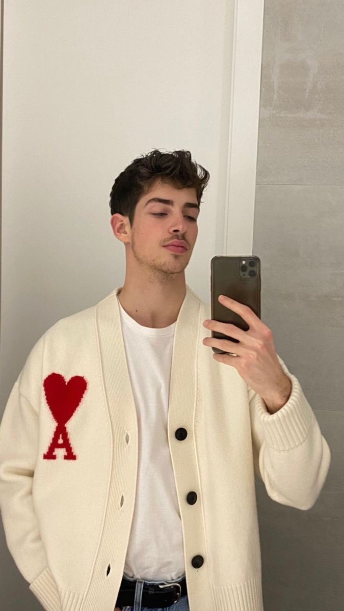 ÁO CARDIGAN AMI PARIS BIG HEART LOGO WOOL (WHITE)