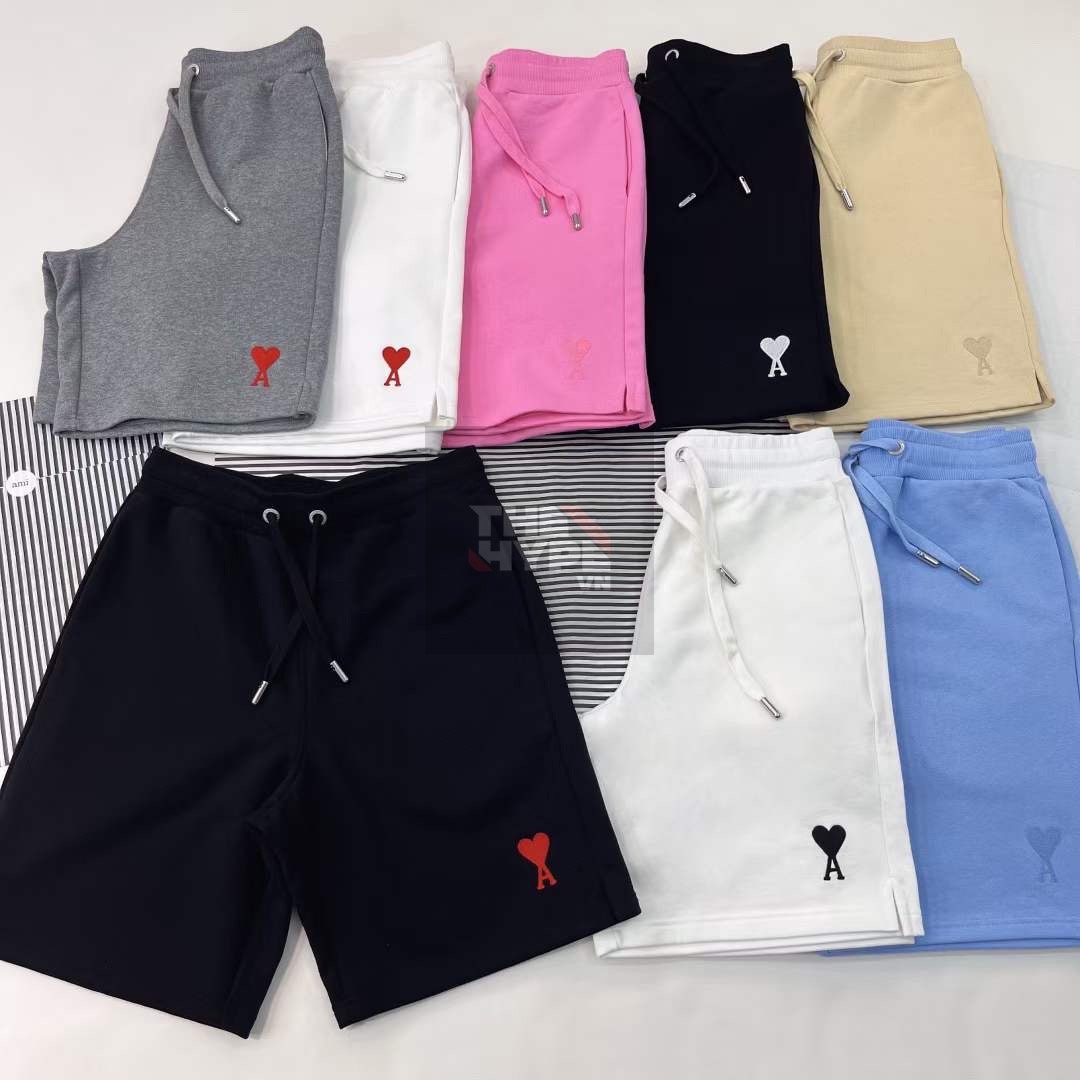 QUẦN NGẮN AMI PARIS HEART LOGO COTTON SHORTS (WHITE)