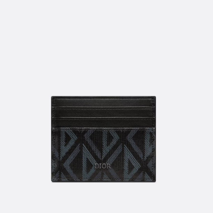 Card Holder Dior Black CD Diamond Canvas (Black) [Mirror Quality]