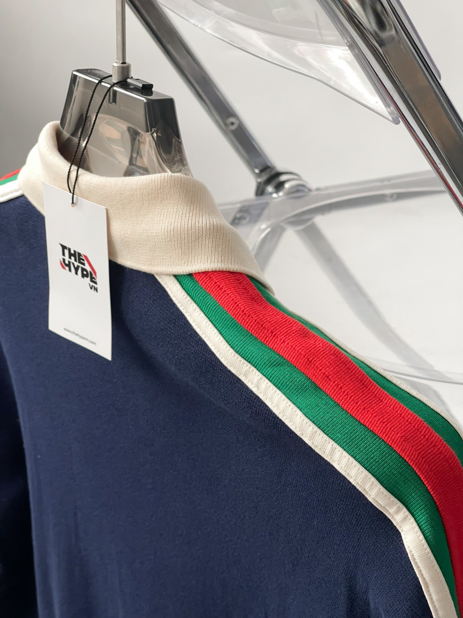 Áo Polo Gucci Cotton Jersey With Web (DARK BLUE) [Mirror Quality]