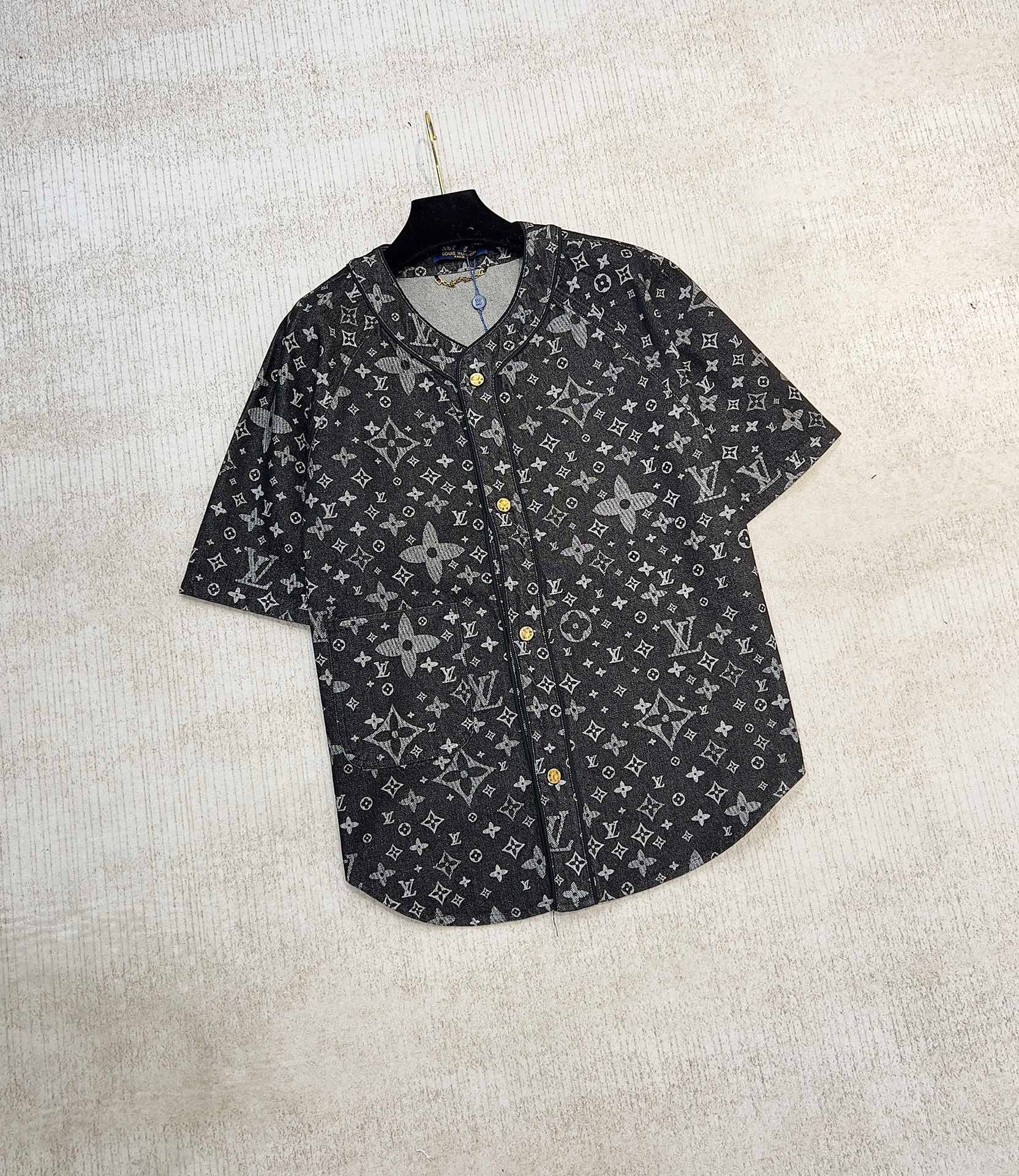 Áo Sơ Mi Jacket Louis Vuitton LV Baseball Monogram Denim (Black) [Mirror Quality]