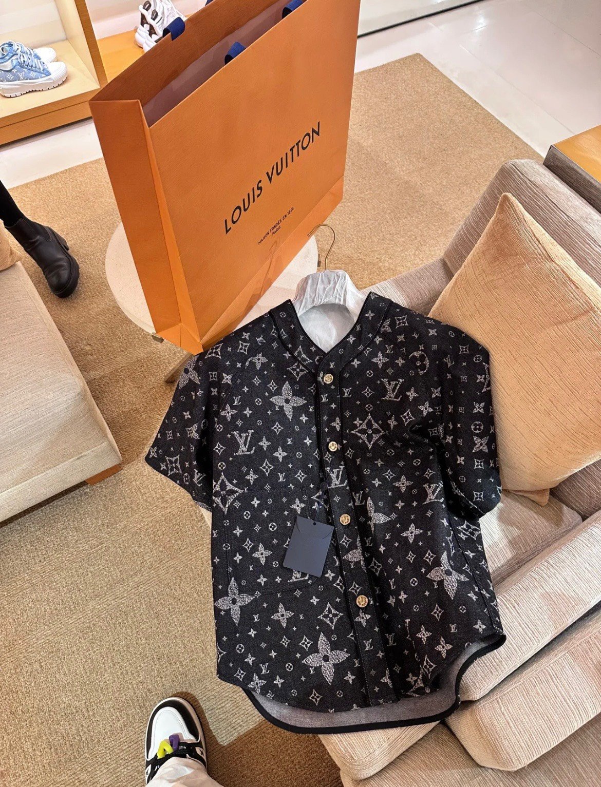 Áo Sơ Mi Jacket Louis Vuitton LV Baseball Monogram Denim (Black) [Mirror Quality]
