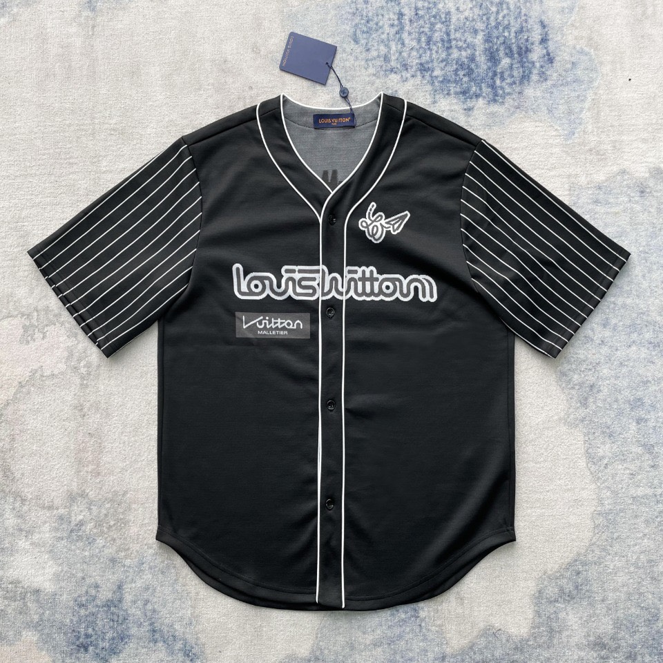 LOUIS VUITTON SHIRT - Áo LV Baseball Shirt (Black) [Mirror Quality]