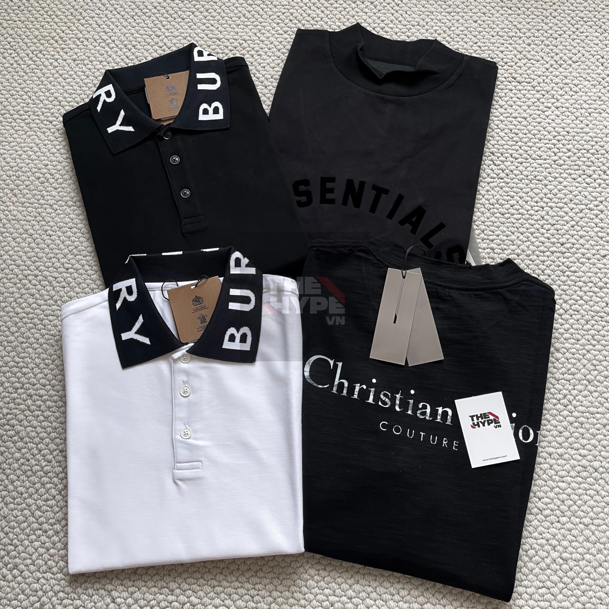 Áo Polo Burberry BBR Ryland Collar Logo (White) [Mirror Quality]