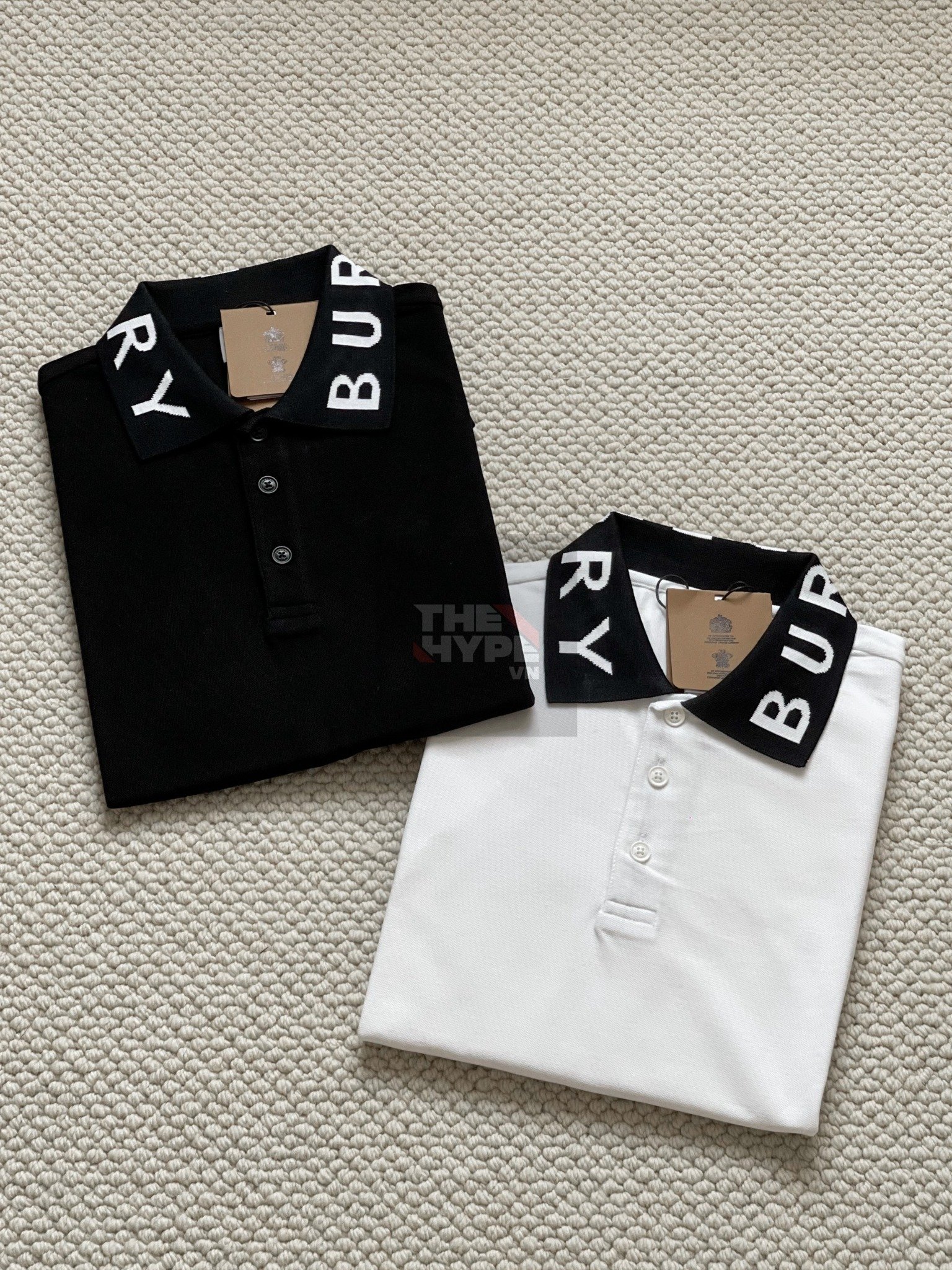 Áo Polo Burberry BBR Ryland Collar Logo (White) [Mirror Quality]
