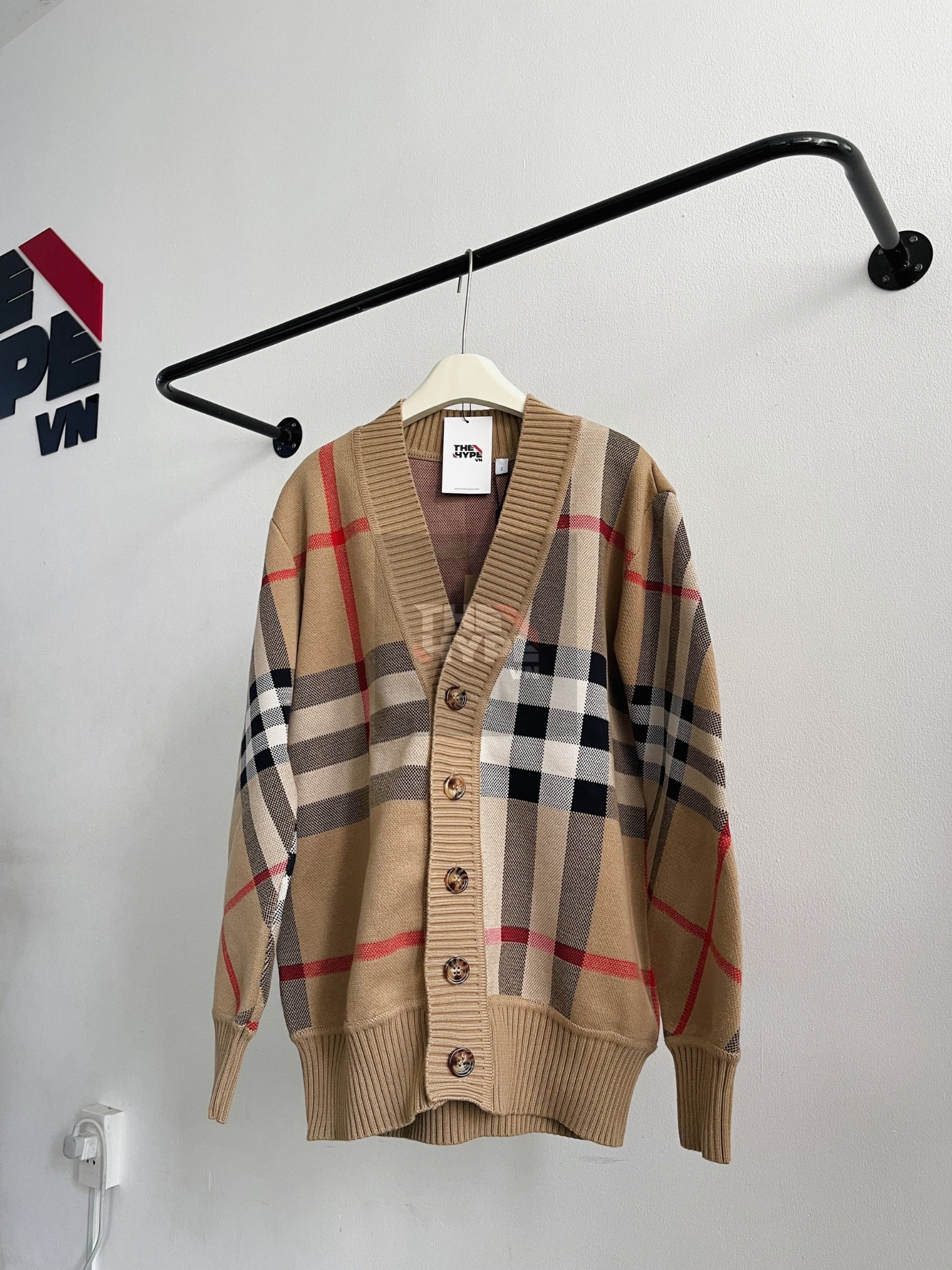 Áo Cardigan Burberry Check Wool Blend (Brown) [Mirror Quality]
